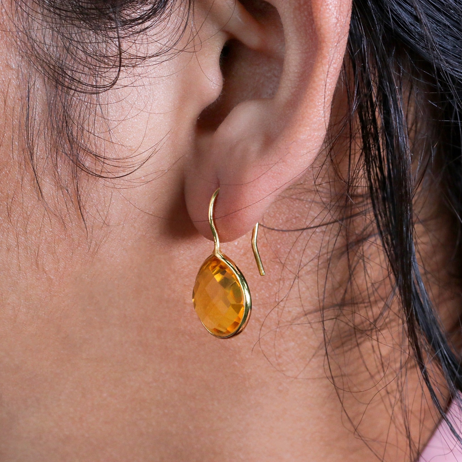 Natural Citrine Dangle | Sterling Silver Earring | Faceted Gemstone Dangle | Handmade Jewelry.
