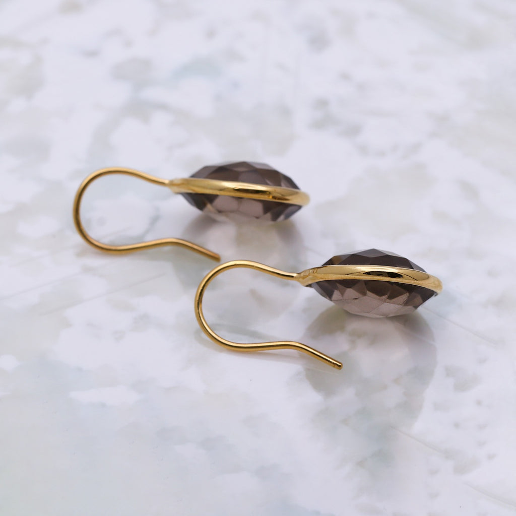 Natural Smoky Quartz Dangle | Sterling Silver Earring | Faceted Gemstone Dangle.