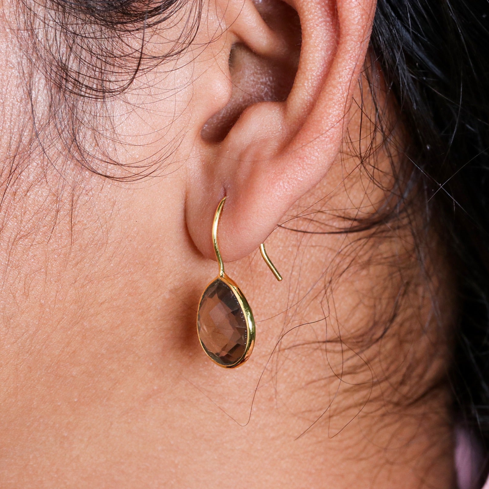 Natural Smoky Quartz Dangle | Sterling Silver Earring | Faceted Gemstone Dangle.