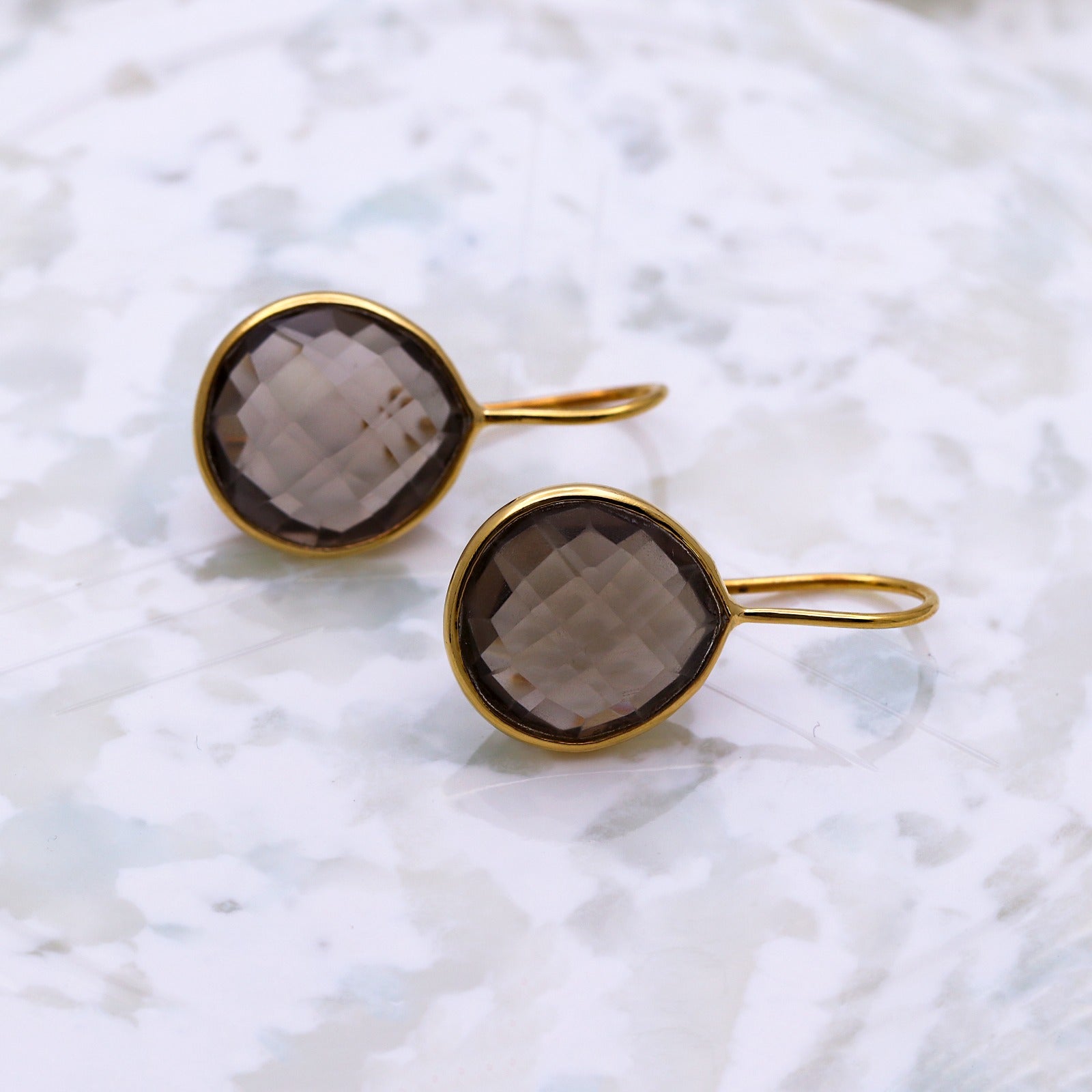 Natural Smoky Quartz Dangle | Sterling Silver Earring | Faceted Gemstone Dangle.