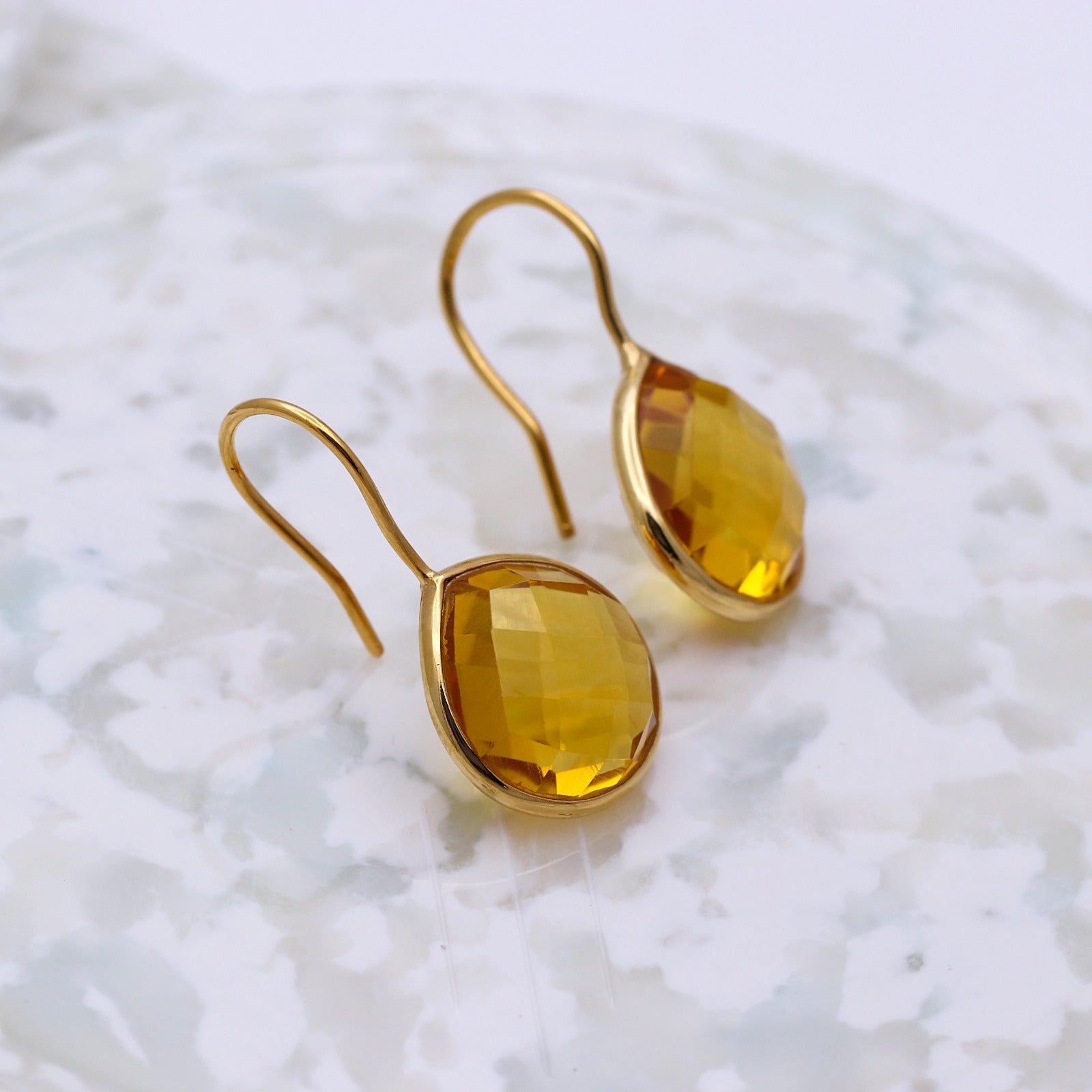 Natural Citrine Dangle | Sterling Silver Earring | Faceted Gemstone Dangle | Handmade Jewelry.