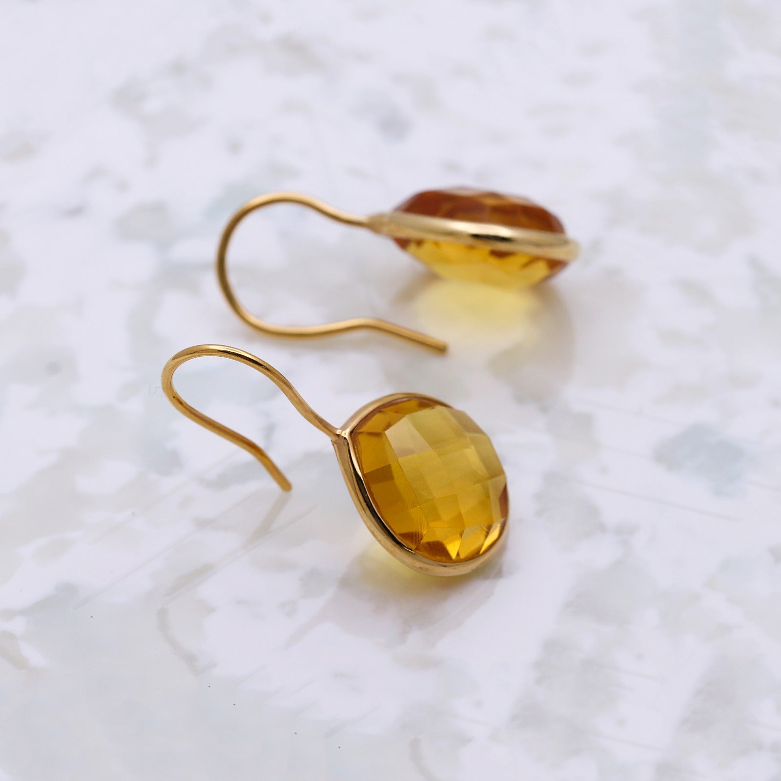 Natural Citrine Dangle | Sterling Silver Earring | Faceted Gemstone Dangle | Handmade Jewelry.