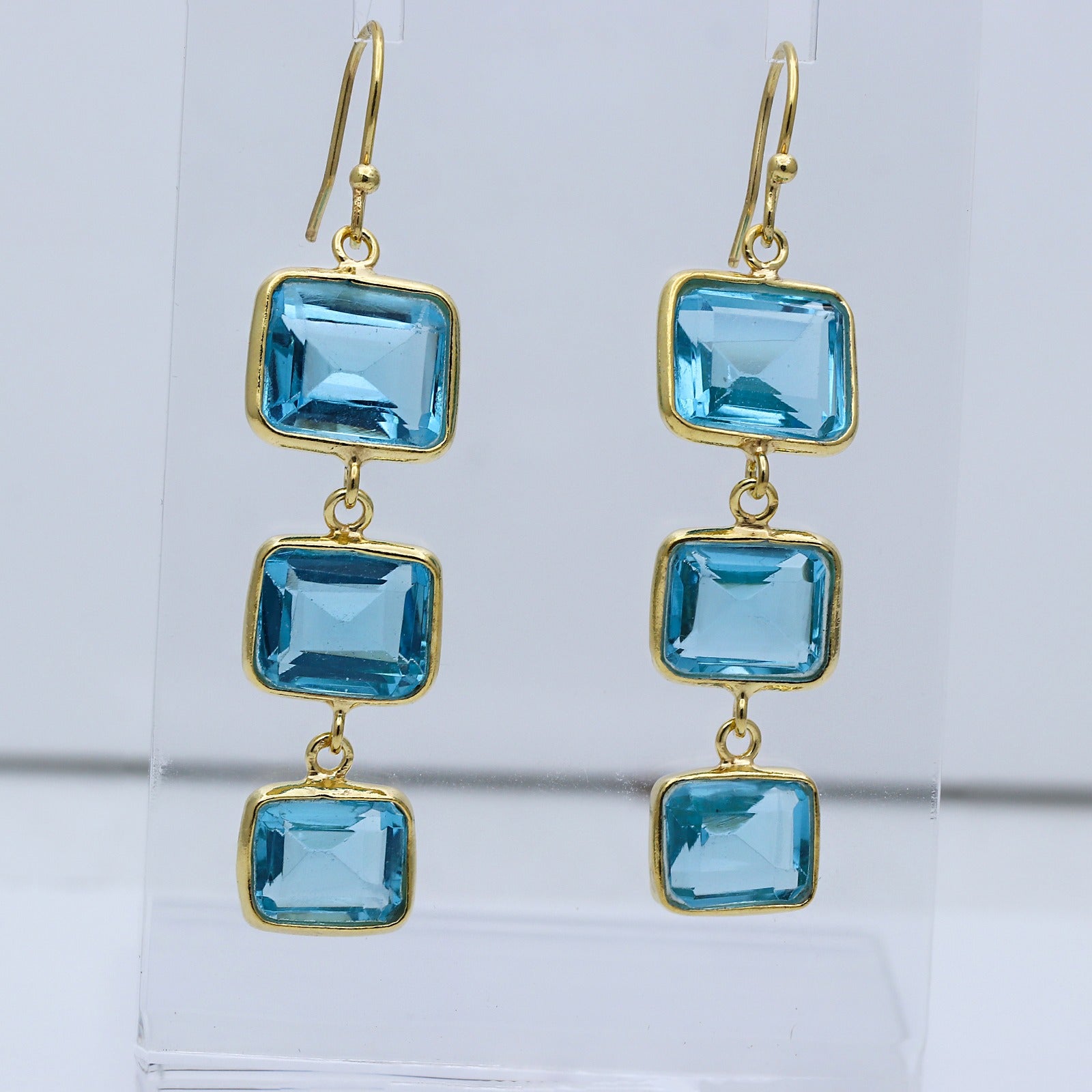 925 Sterling Silver Blue Topaz Dangle | Natural Topaz Earring | Handmade Jewelry.