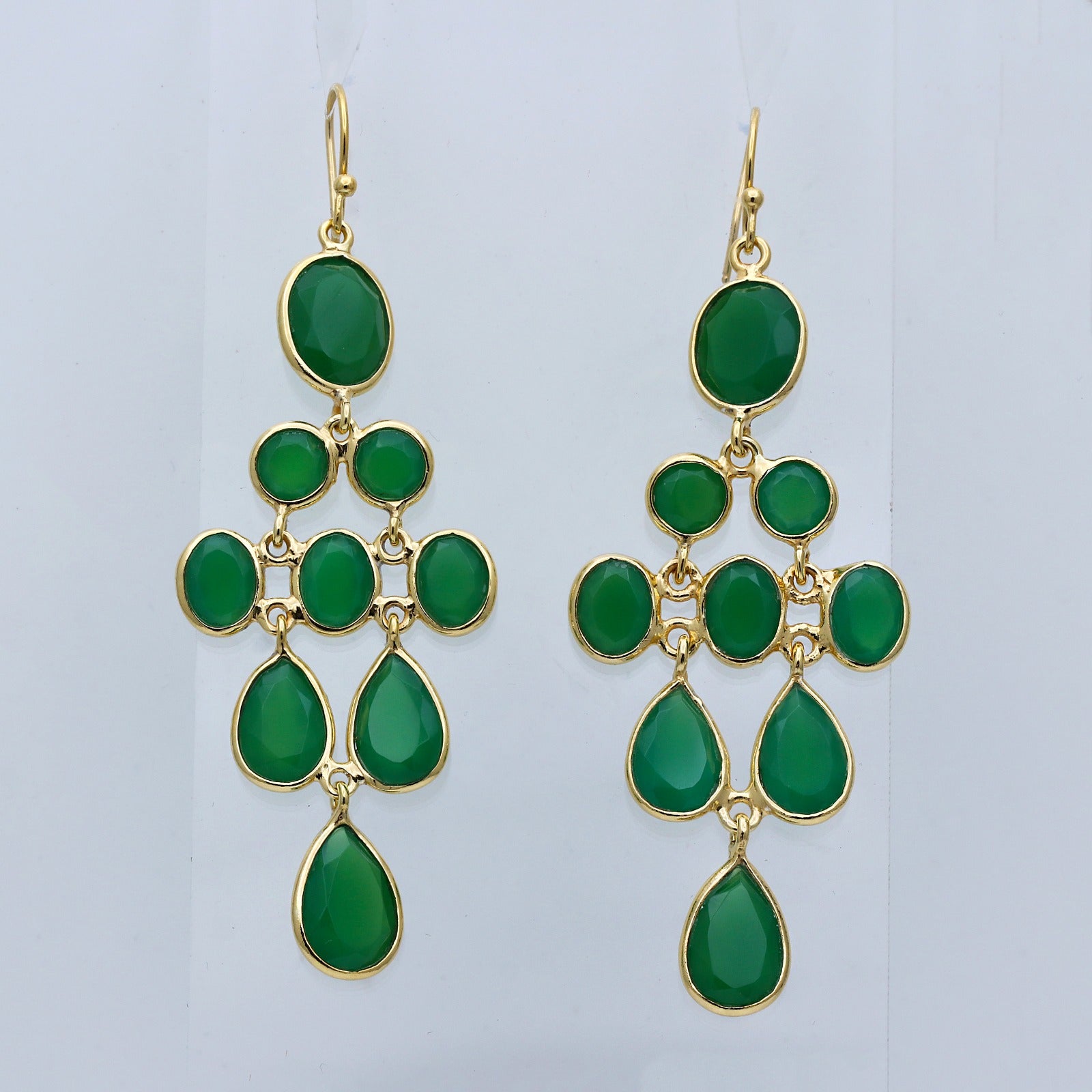 Natural Green Onyx Dangle | Handmade Jewelry | 925 Sterling Silver Earring.