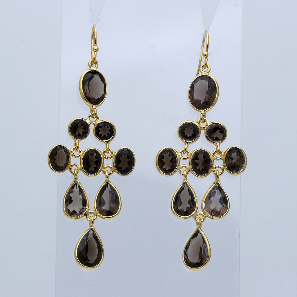 Natural Smoky Quartz Dangle Earring | Handmade Jewelry | 925 Sterling Silver Earring.
