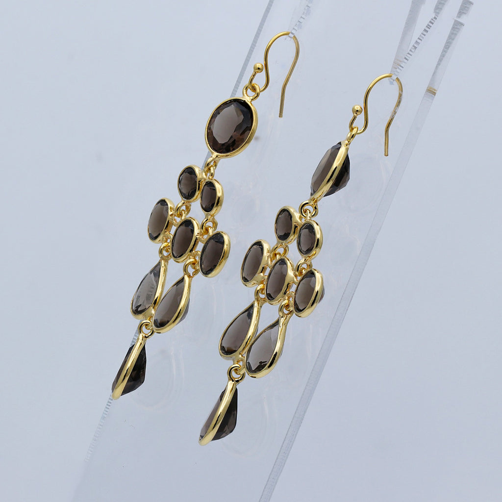 Natural Smoky Quartz Dangle Earring | Handmade Jewelry | 925 Sterling Silver Earring.