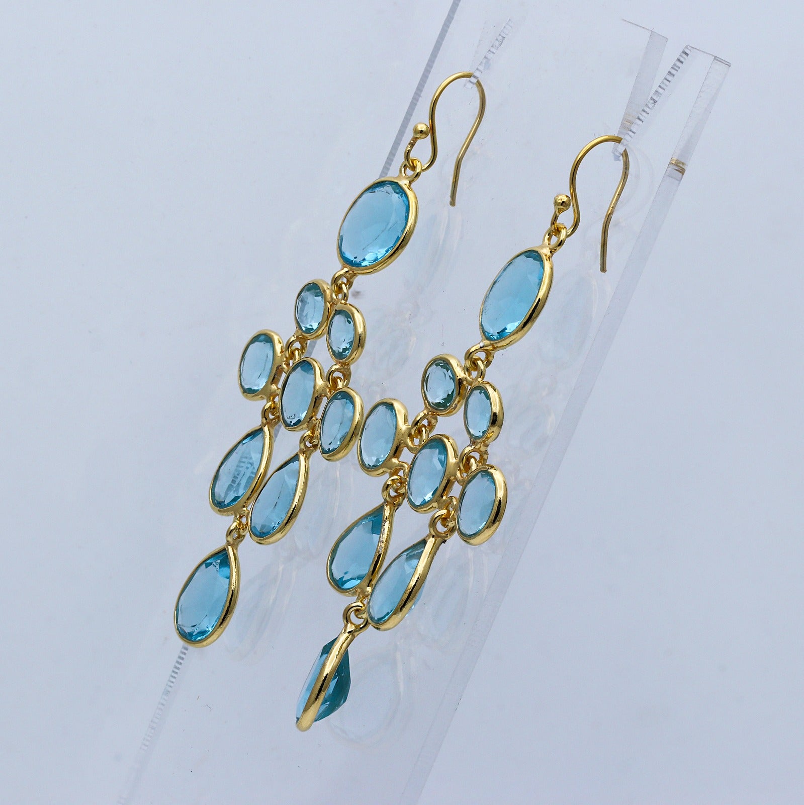 Natural Blue Topaz Dangle Earring | Handmade Jewelry | 925 Sterling Silver Earring.