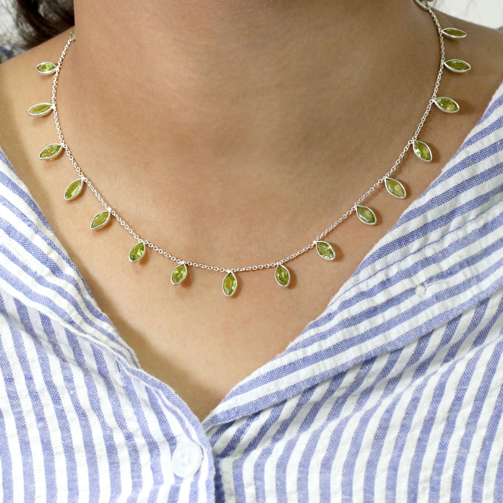 Handmade Natural Peridot Necklace | Dainty 925 Sterling Silver Gemstone Necklace.