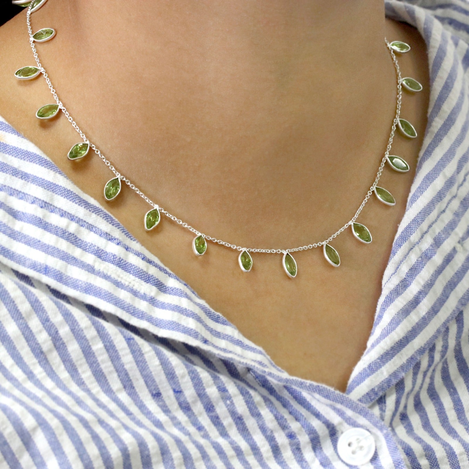 Handmade Natural Peridot Necklace | Dainty 925 Sterling Silver Gemstone Necklace.