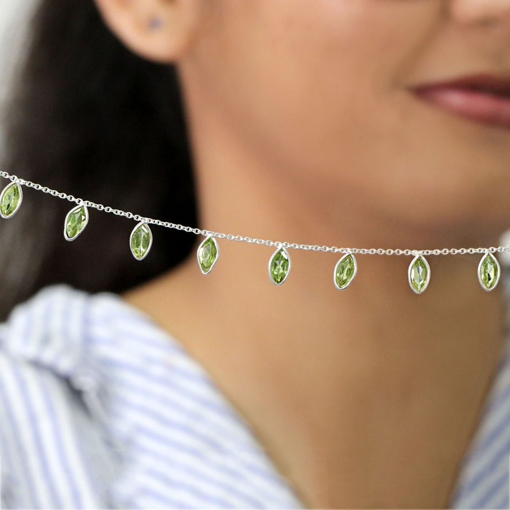 Handmade Natural Peridot Necklace | Dainty 925 Sterling Silver Gemstone Necklace.