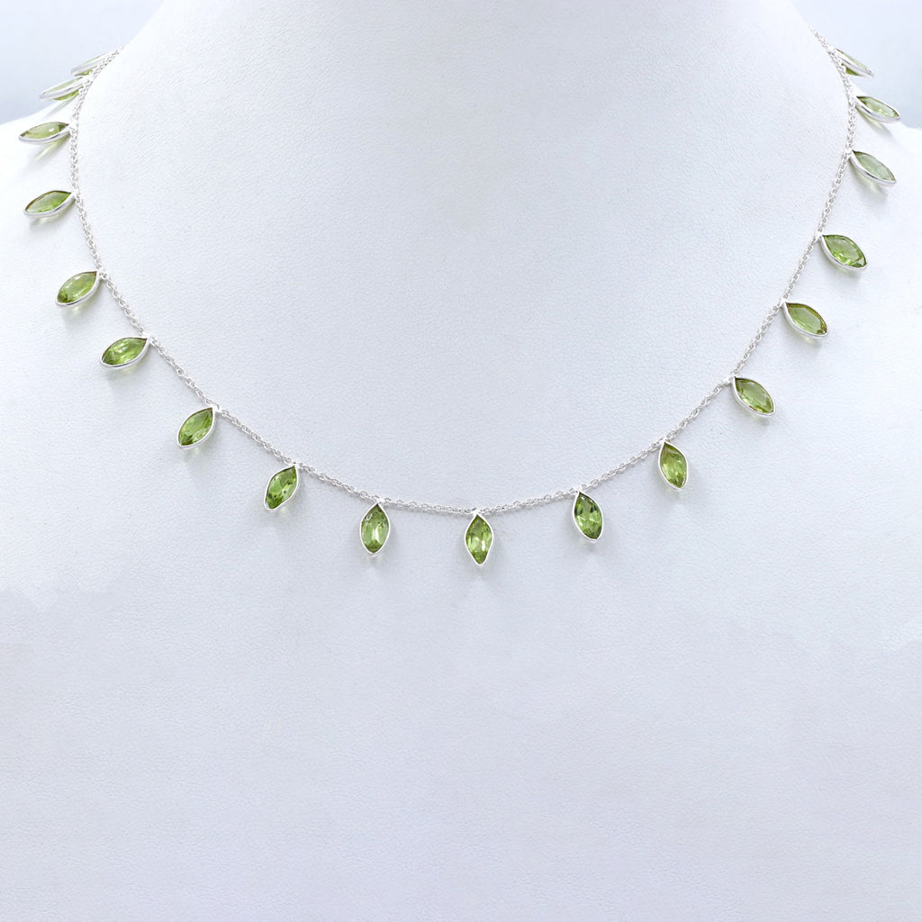 Handmade Natural Peridot Necklace | Dainty 925 Sterling Silver Gemstone Necklace.