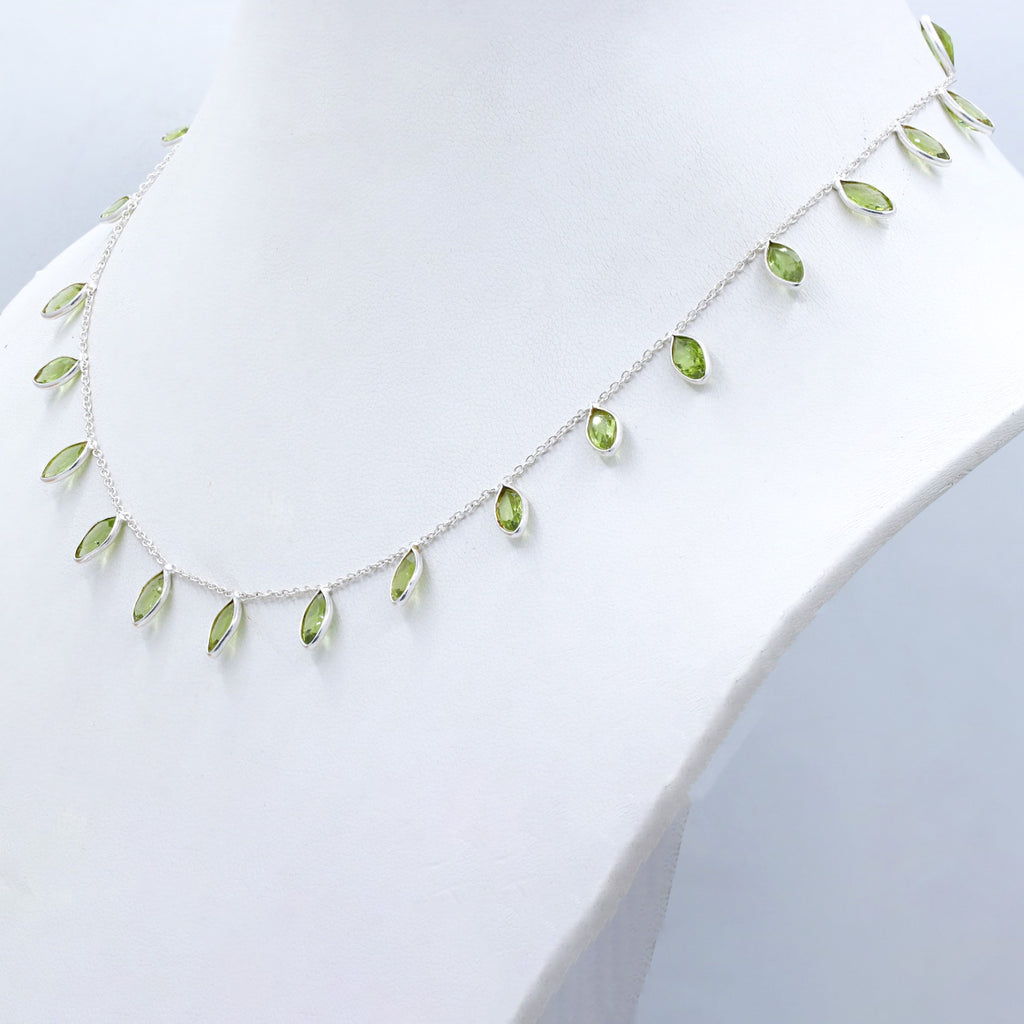 Handmade Natural Peridot Necklace | Dainty 925 Sterling Silver Gemstone Necklace.