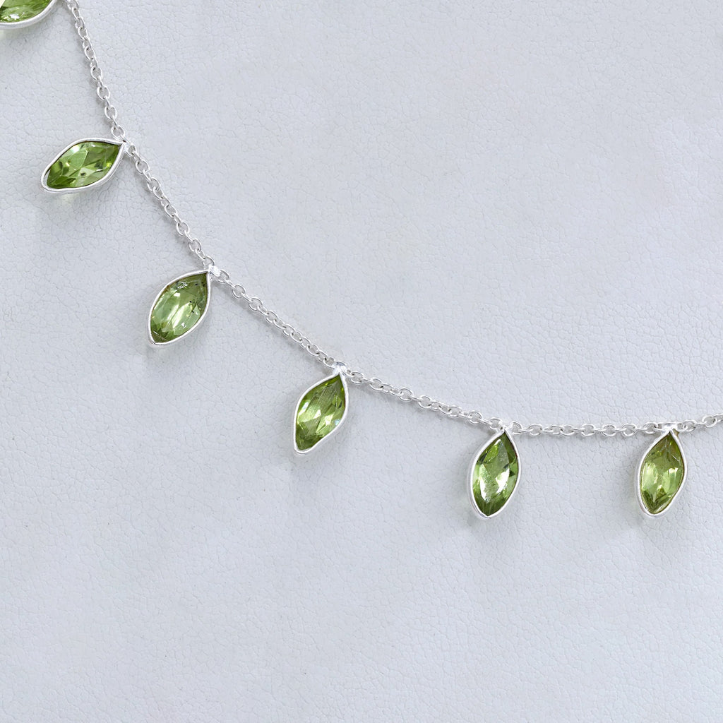 Handmade Natural Peridot Necklace | Dainty 925 Sterling Silver Gemstone Necklace.