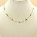Natural Station Emerald Necklace | Dainty Gemstone Silver Necklace | Handmade Jewelry.