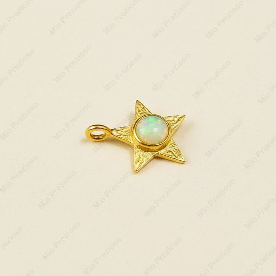 Gold Plated Natural Opal Star Pendant | Handmade Gemstone Pendant | October Birthstone Jewelry.