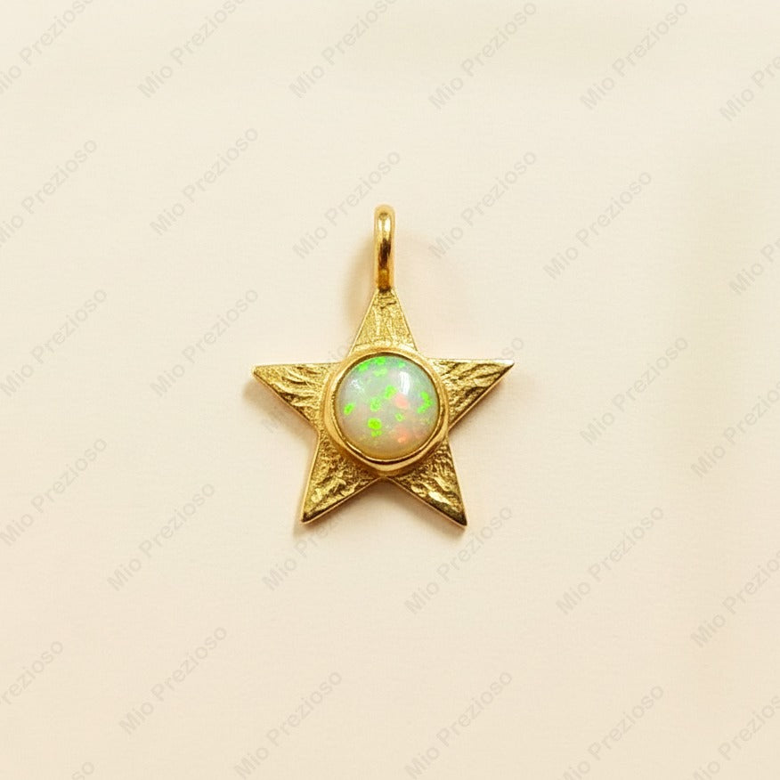Gold Plated Natural Opal Star Pendant | Handmade Gemstone Pendant | October Birthstone Jewelry.