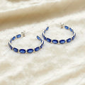 Natural Blue Sapphire Hoop Earrings | 925 Sterling Silver Eternity Earrings | Handmade Earring.