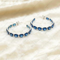 Natural London Blue Topaz Hoop Earrings | 925 Sterling Silver Eternity Earrings.
