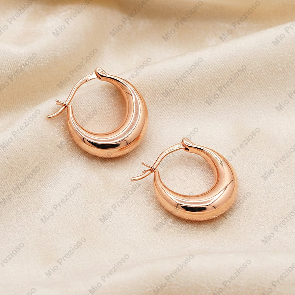 Handmade Chunky Hoop Earrings | 925 Sterling Silver Minimalist Modern Earrings | Classic Statement Jewelry.