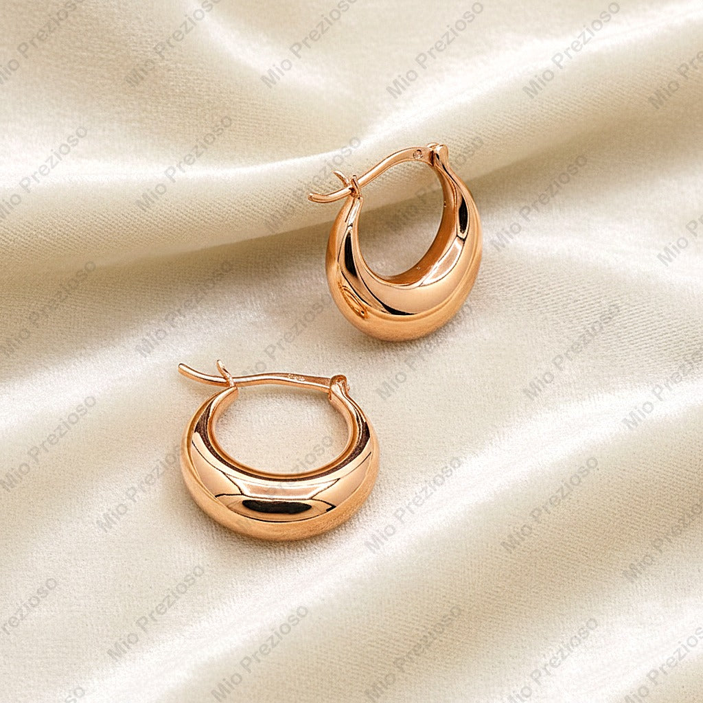 Handmade Chunky Hoop Earrings | 925 Sterling Silver Minimalist Modern Earrings | Classic Statement Jewelry.