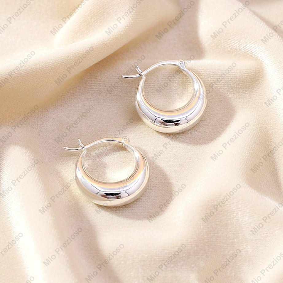 Handmade Chunky Hoop Earrings | 925 Sterling Silver Minimalist Modern Earrings | Classic Statement Jewelry.