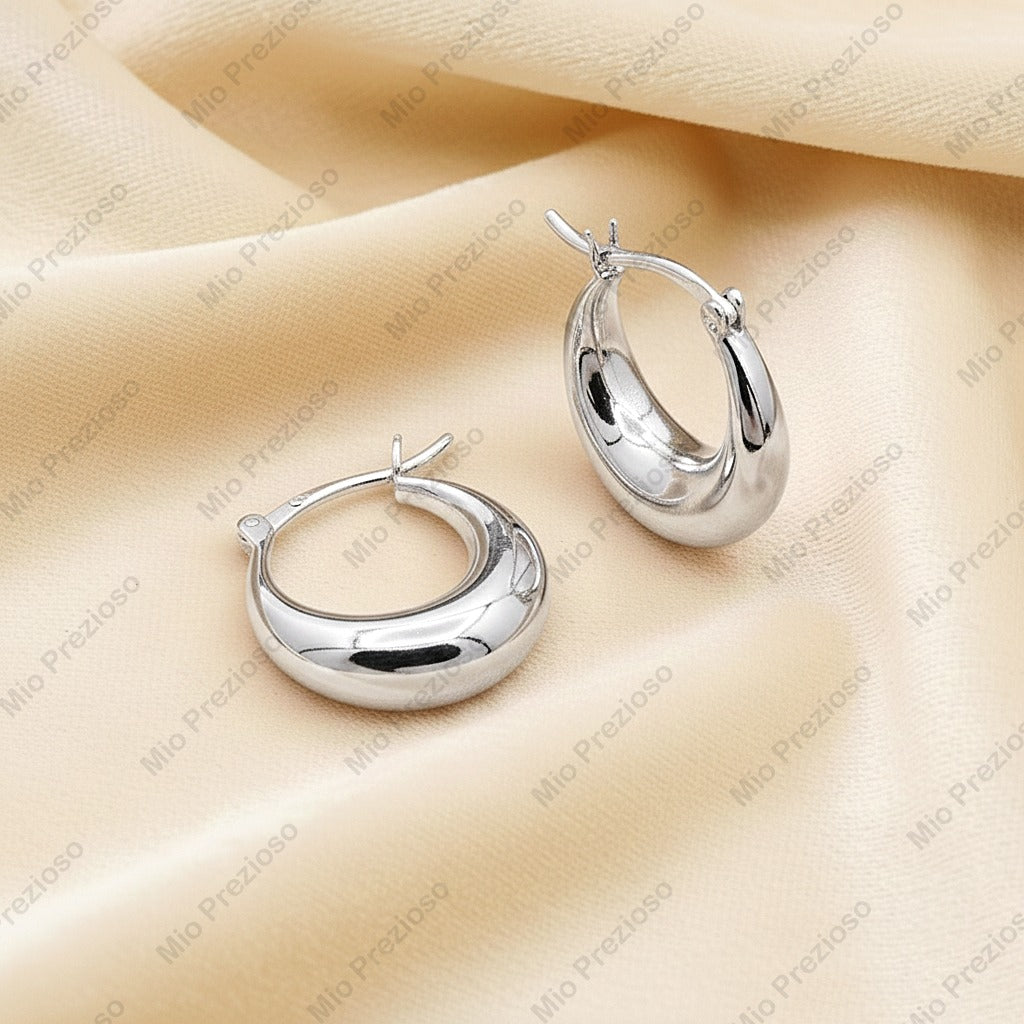 Handmade Chunky Hoop Earrings | 925 Sterling Silver Minimalist Modern Earrings | Classic Statement Jewelry.