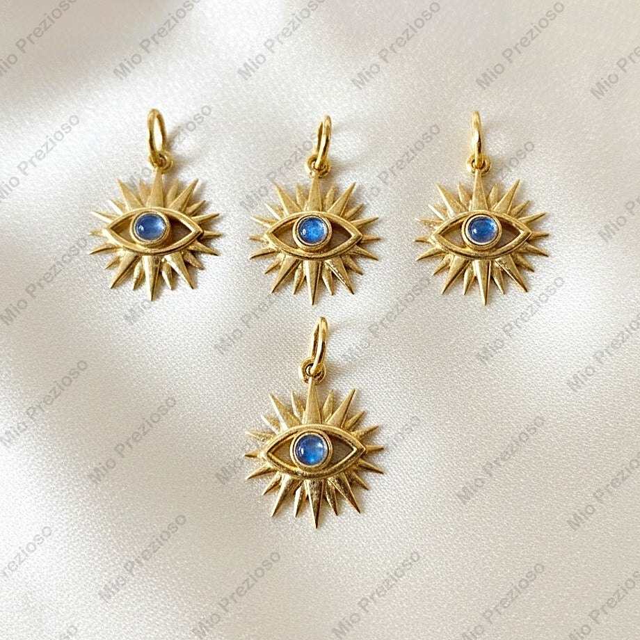 Natural Moonstone Evil Eye Pendant | Handmade 925 Sterling Silver Gemstone Pendants | Minimalist Unique Pendant.