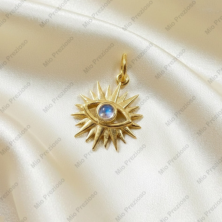 Natural Moonstone Evil Eye Pendant | Handmade 925 Sterling Silver Gemstone Pendants | Minimalist Unique Pendant.