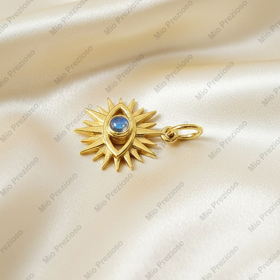 Natural Moonstone Evil Eye Pendant | Handmade 925 Sterling Silver Gemstone Pendants | Minimalist Unique Pendant.