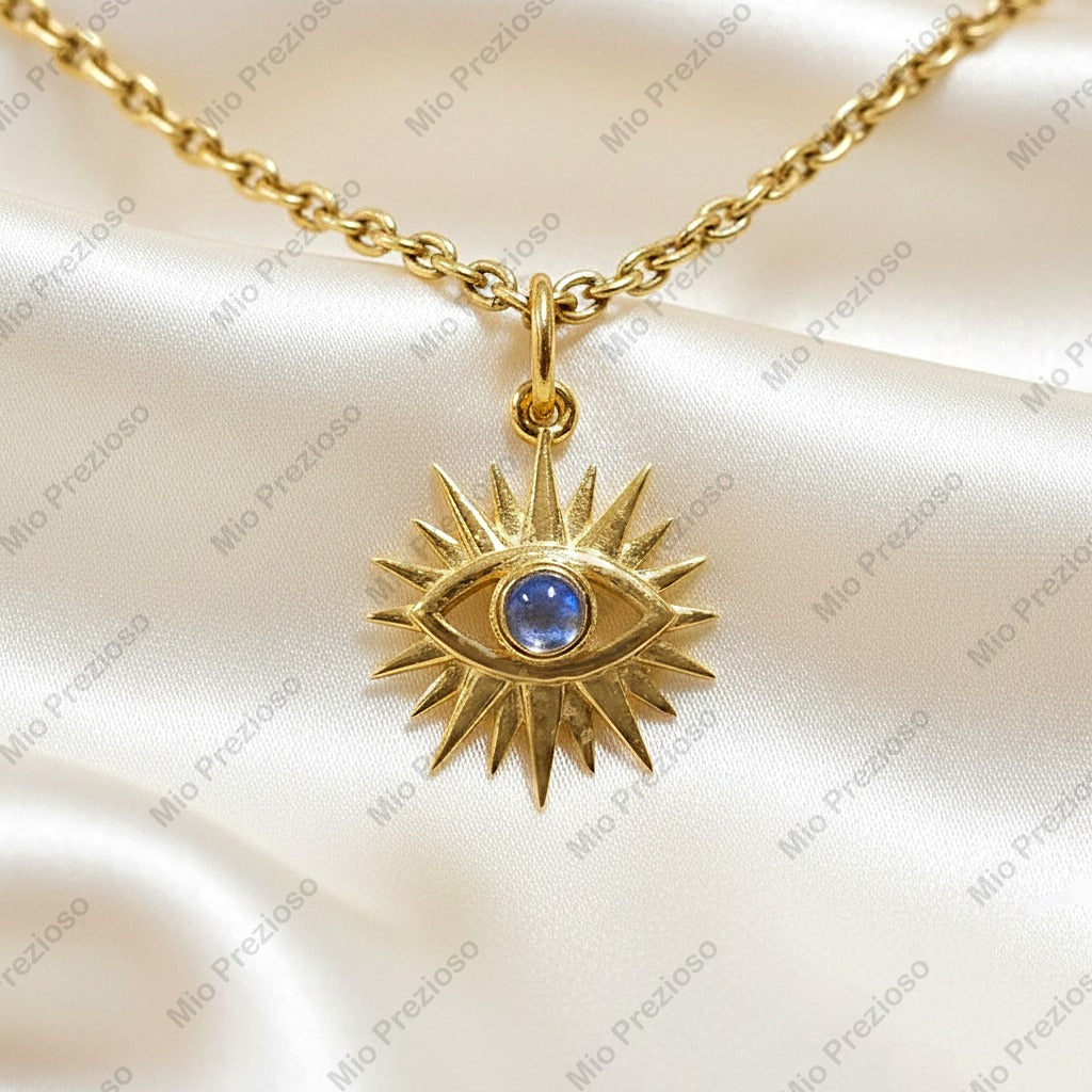 Natural Moonstone Evil Eye Pendant | Handmade 925 Sterling Silver Gemstone Pendants | Minimalist Unique Pendant.