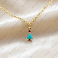 Natural Turquoise & Sapphire Pendant | 14k Gold Luxury Gemstone Pendant | Handmade Jewelry.