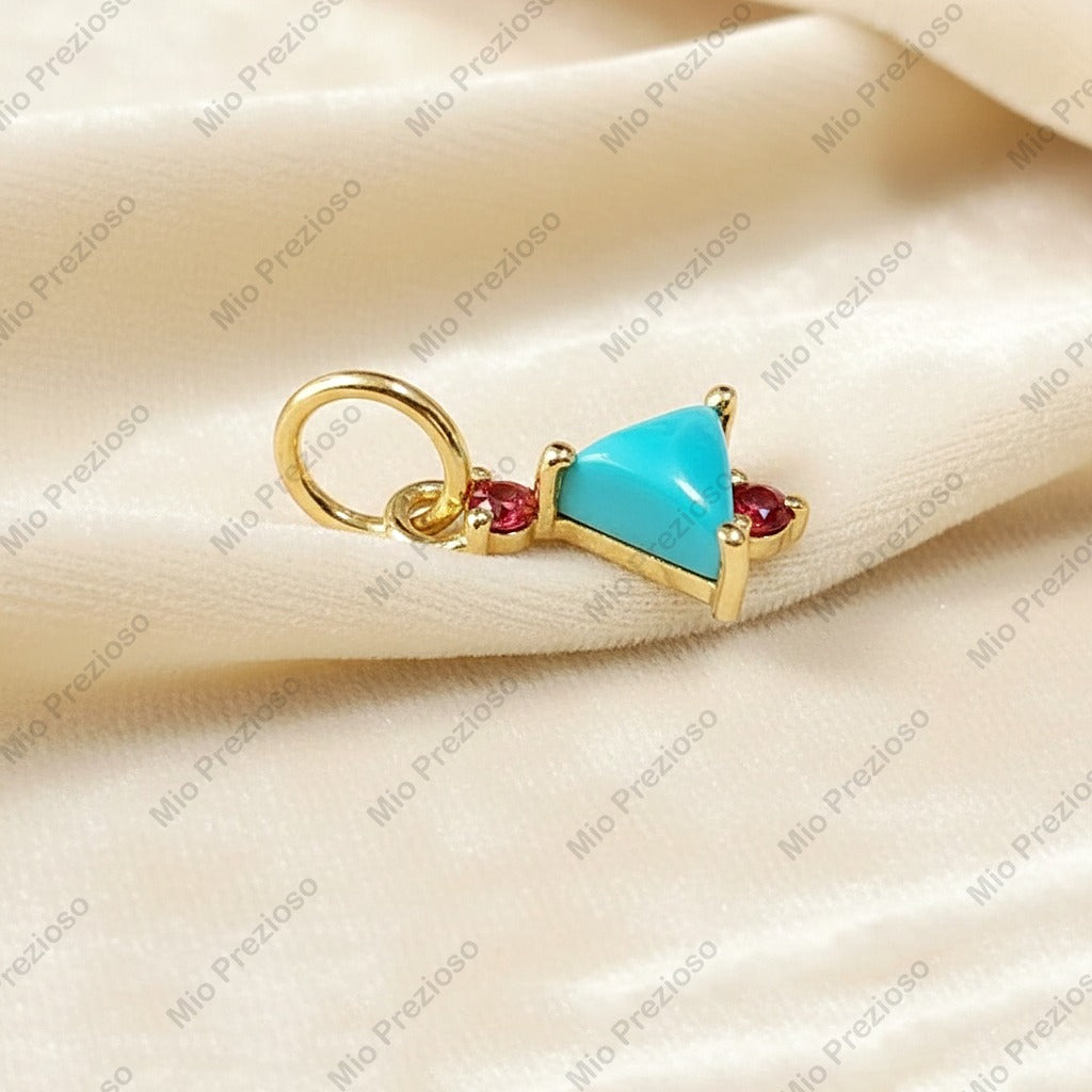 Natural Turquoise & Sapphire Pendant | 14k Gold Luxury Gemstone Pendant | Handmade Jewelry.