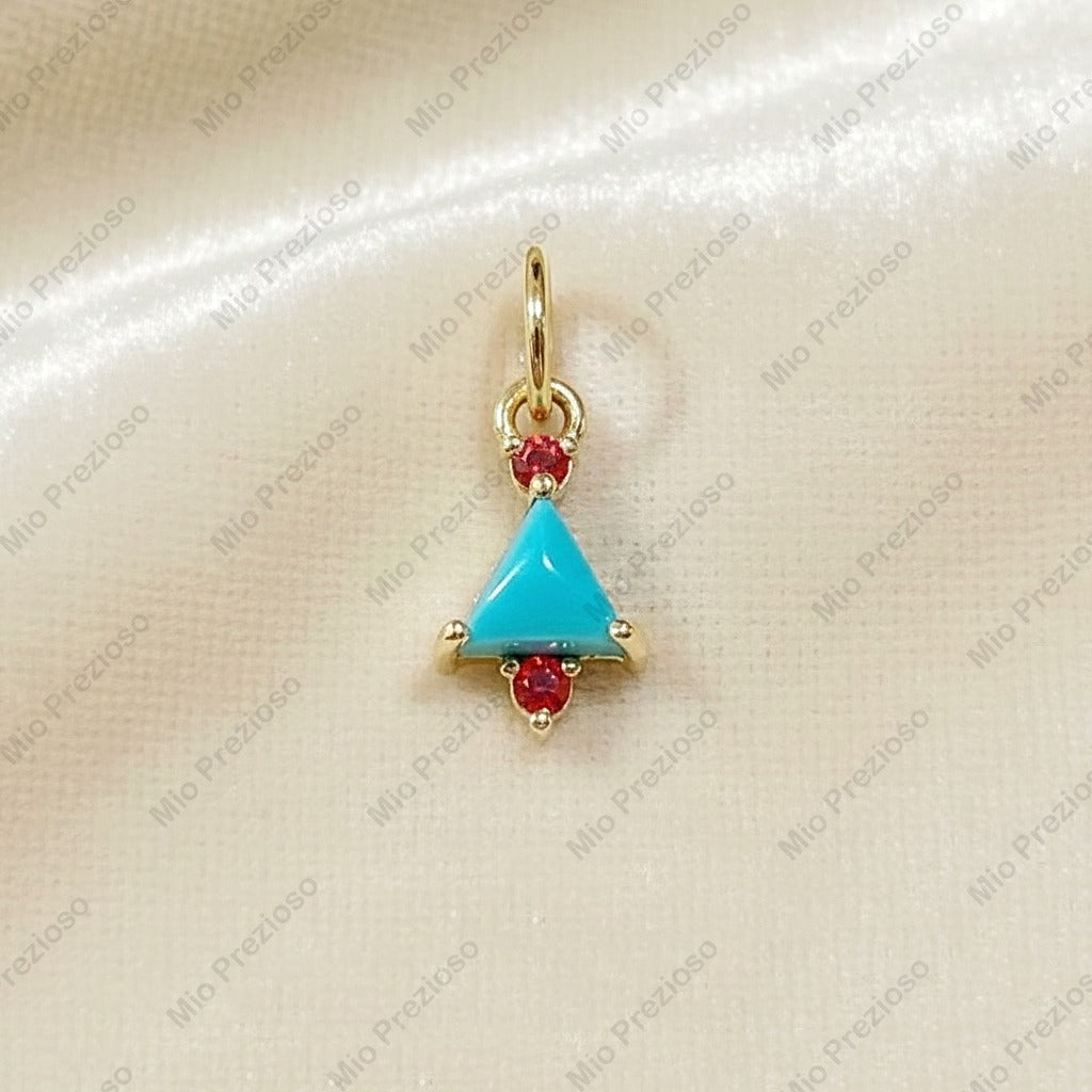 Natural Turquoise & Sapphire Pendant | 14k Gold Luxury Gemstone Pendant | Handmade Jewelry.