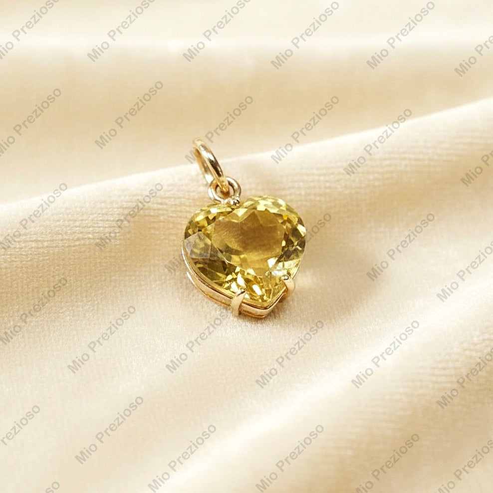 Natural Citrine Heart Shape Pendant | 14k Gold Luxury Gemstone Pendant | Handmade Jewelry.