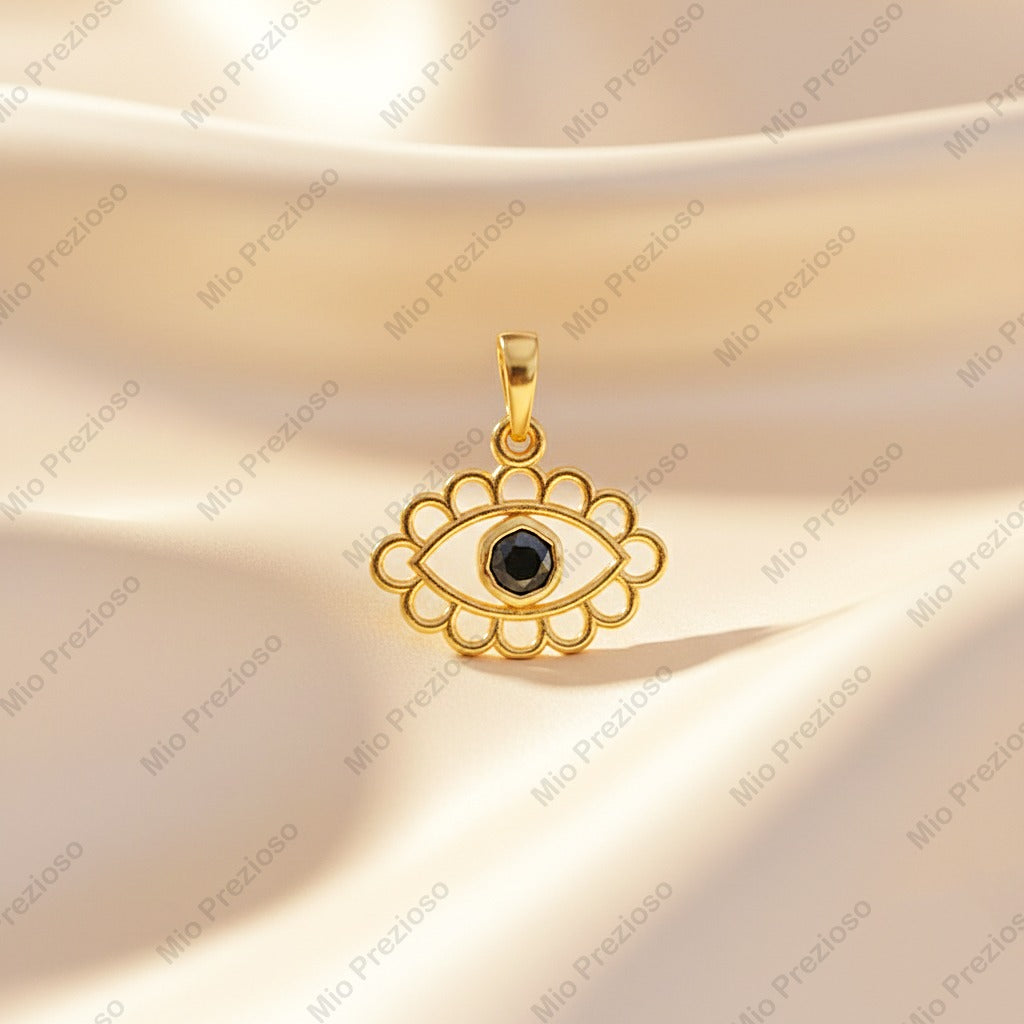 Geniune Black Diamond Evil Eye Pendant | Minimalist 925 Sterling Silver Gemstone Pendants | Handmade Jewelry.