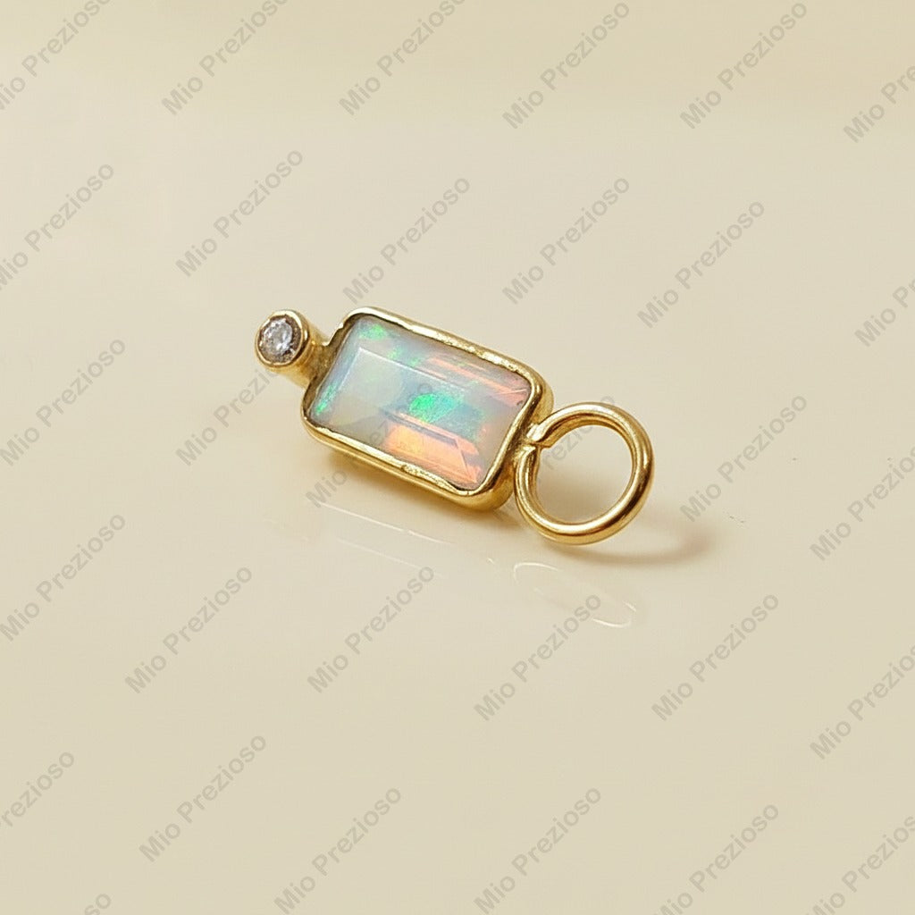 Natural Fire Opal & Diamond Pendant | Handmade 14k Solid Gold Pendant | Minimalist Pendants | Statement Jewelry.