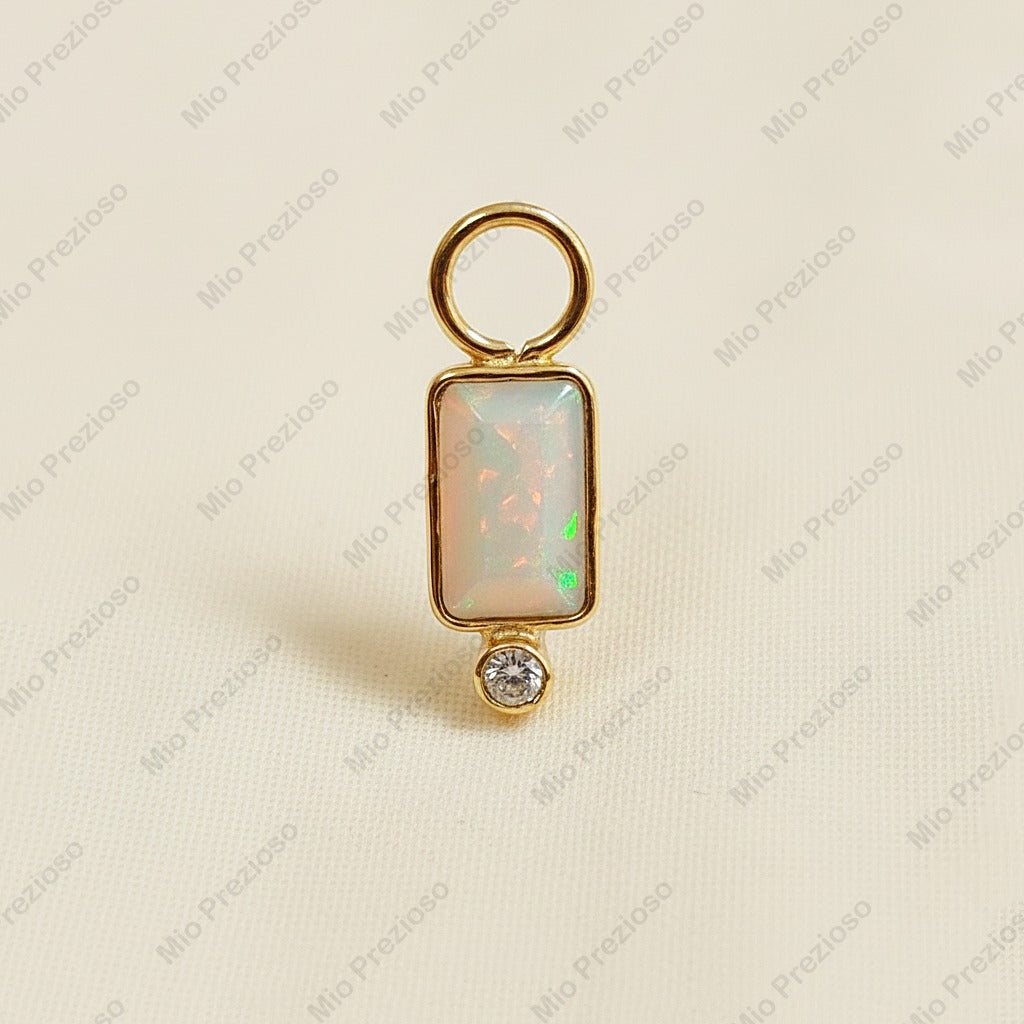 Natural Fire Opal & Diamond Pendant | Handmade 14k Solid Gold Pendant | Minimalist Pendants | Statement Jewelry.