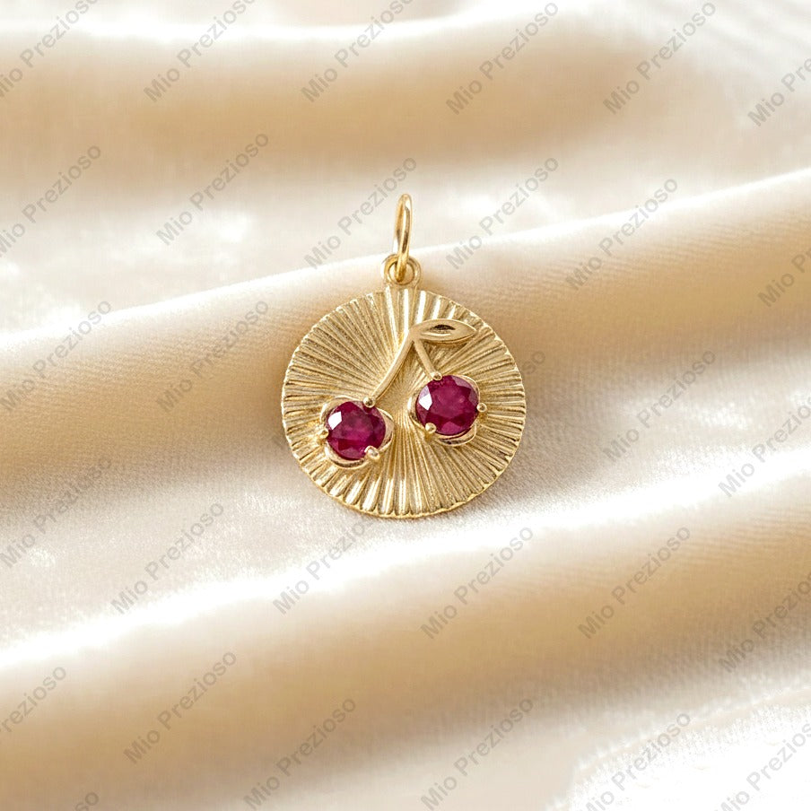 Natural Ruby Floral Pendant | Handmade 14k Solid Gold Gemstone Pendant | Minimalist Jewelry.