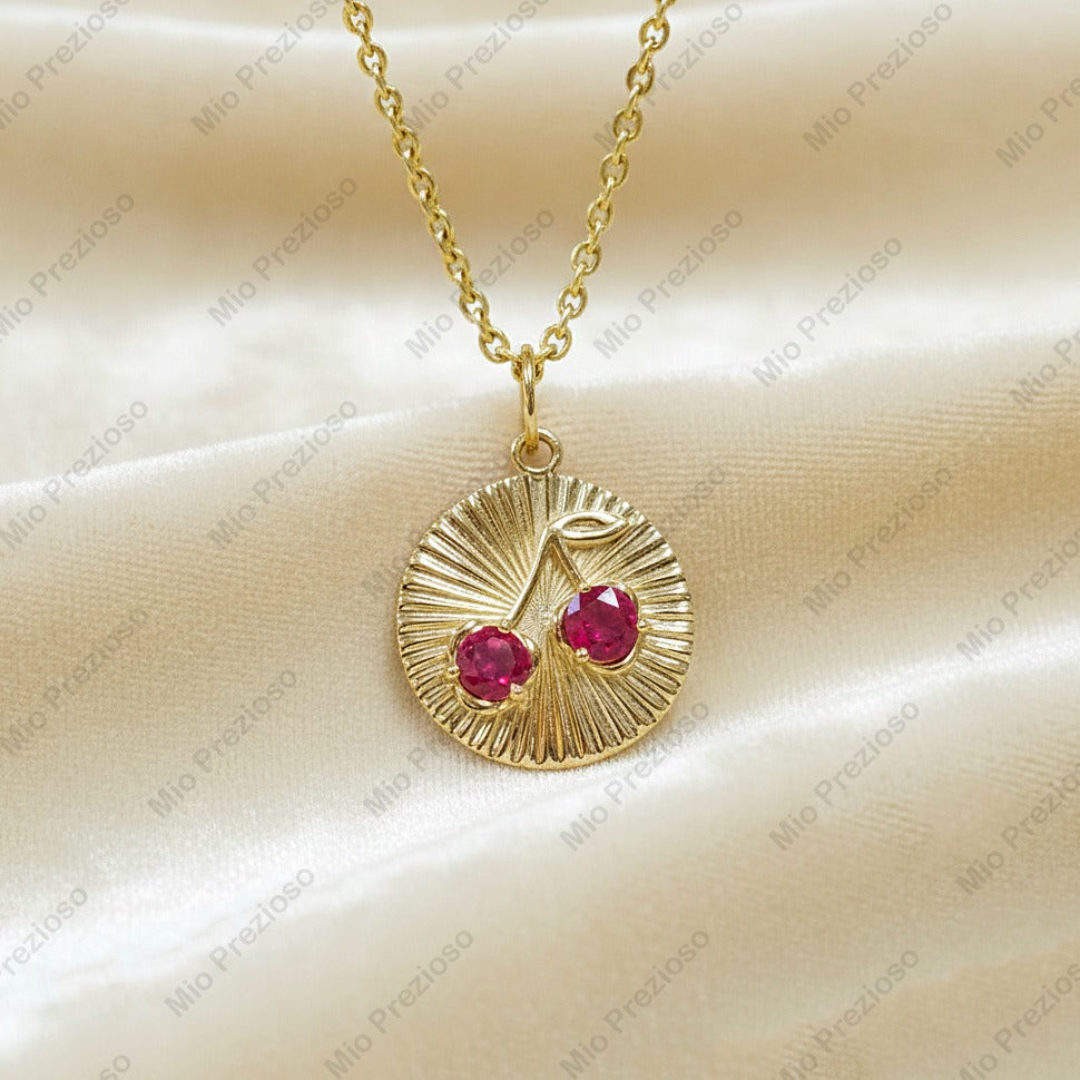 Natural Ruby Floral Pendant | Handmade 14k Solid Gold Gemstone Pendant | Minimalist Jewelry.