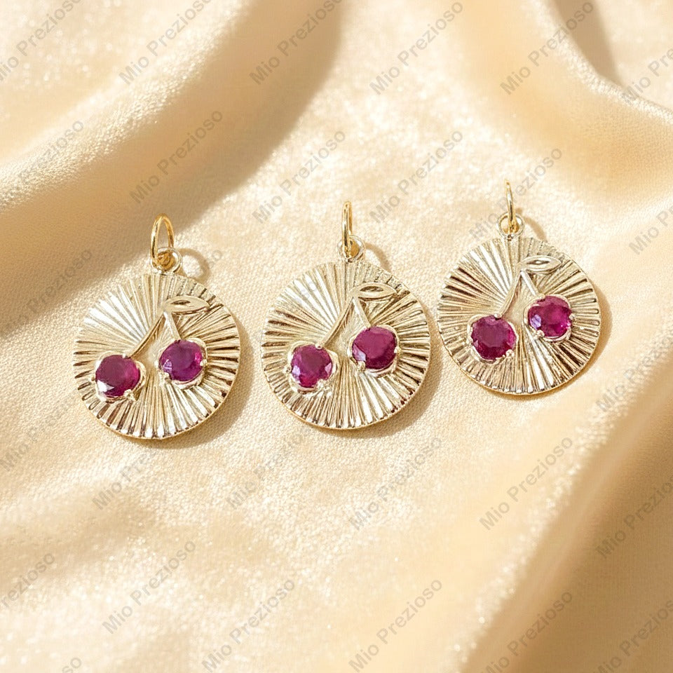 Natural Ruby Floral Pendant | Handmade 14k Solid Gold Gemstone Pendant | Minimalist Jewelry.