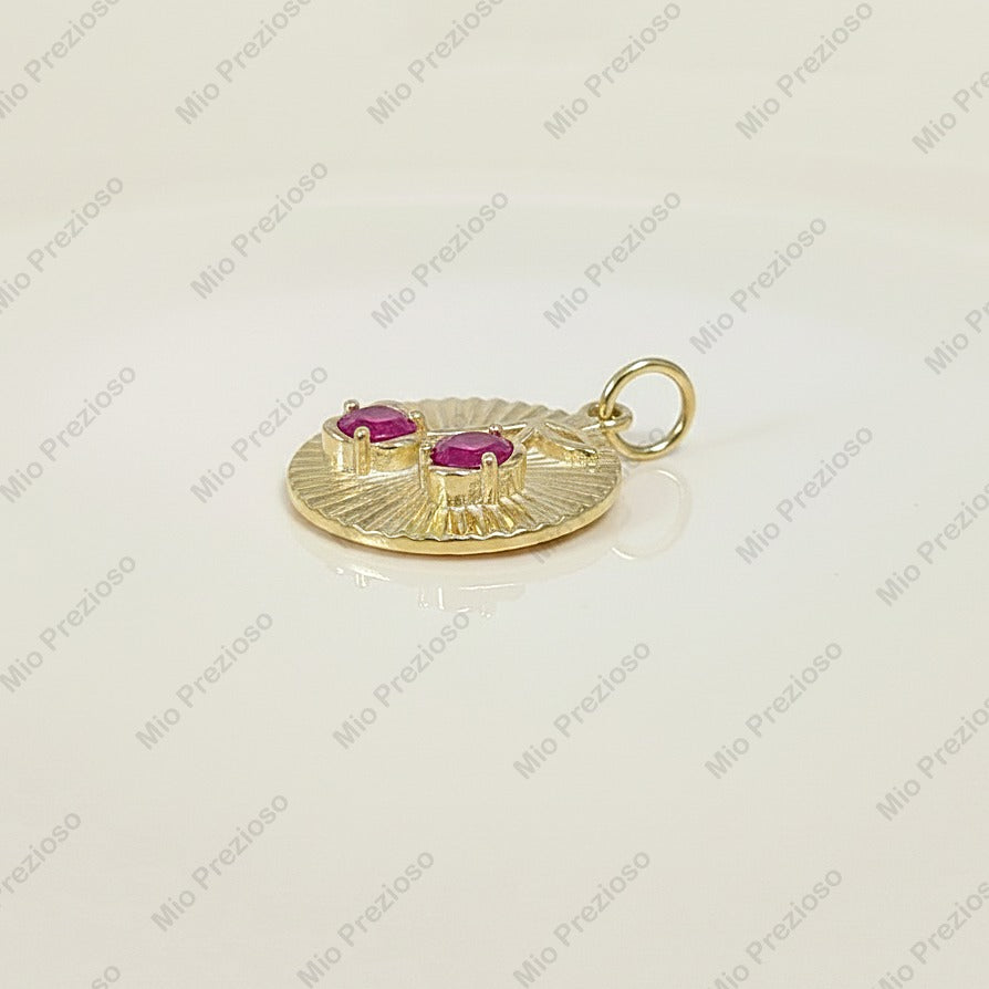 Natural Ruby Floral Pendant | Handmade 14k Solid Gold Gemstone Pendant | Minimalist Jewelry.
