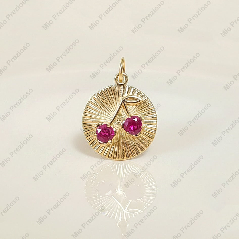 Natural Ruby Floral Pendant | Handmade 14k Solid Gold Gemstone Pendant | Minimalist Jewelry.