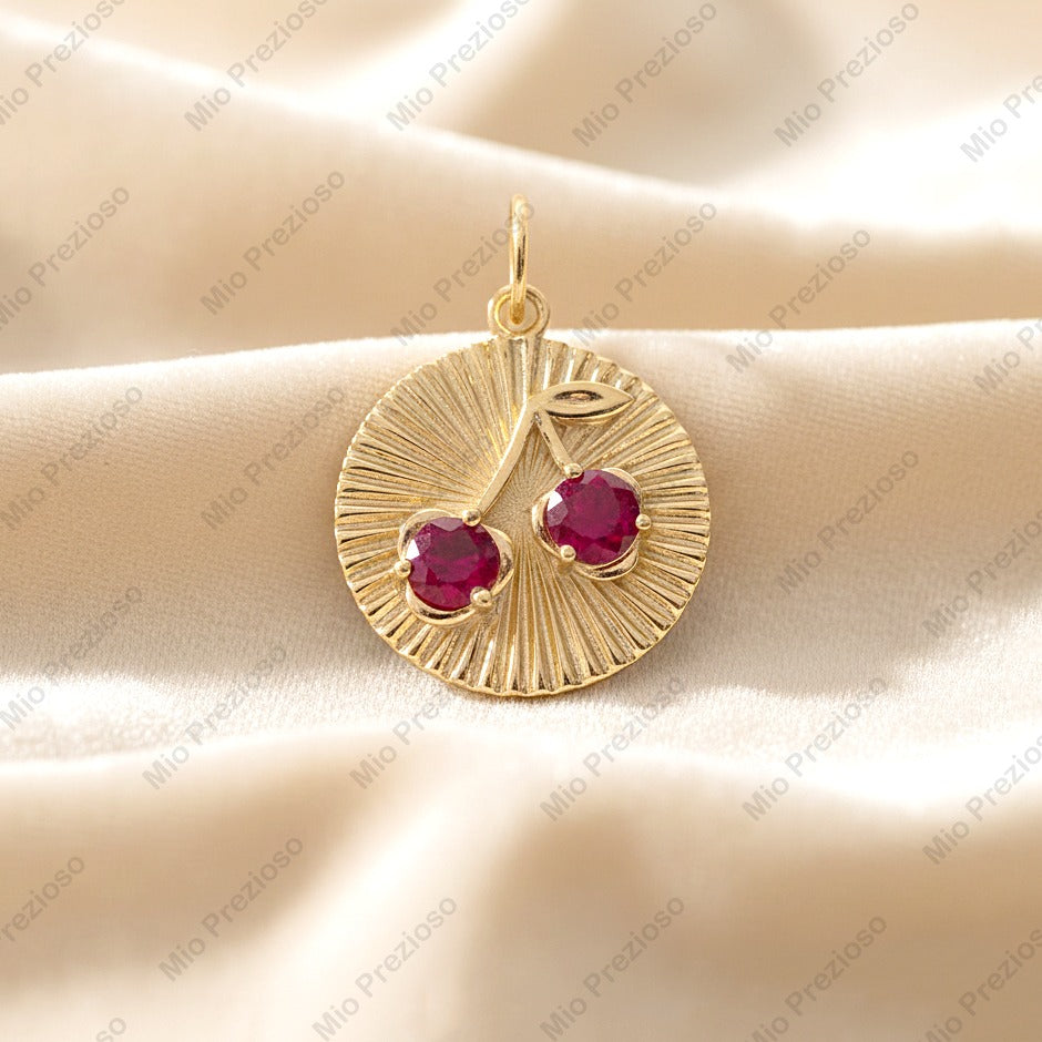 Natural Ruby Floral Pendant | Handmade 14k Solid Gold Gemstone Pendant | Minimalist Jewelry.
