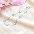 Natural Blue Fire Moonstone Silver Bracelet | Gemstone Chain Wrist Bracelet | Handmade Jewelry.