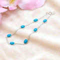 Natural Turquoise Silver Bracelet | Gemstone Chain Wrist Bracelet | Handmade Jewelry | Christmas Gift for Her.