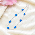 Natural Blue Fire Opal Silver Bracelet | Gemstone Chain Wrist Bracelet | Handmade Jewelry.