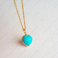 925 Sterling Silver Natural Turquoise Pendant | Heart Shape Gemstone Pendant | Minimalist Jewerly.