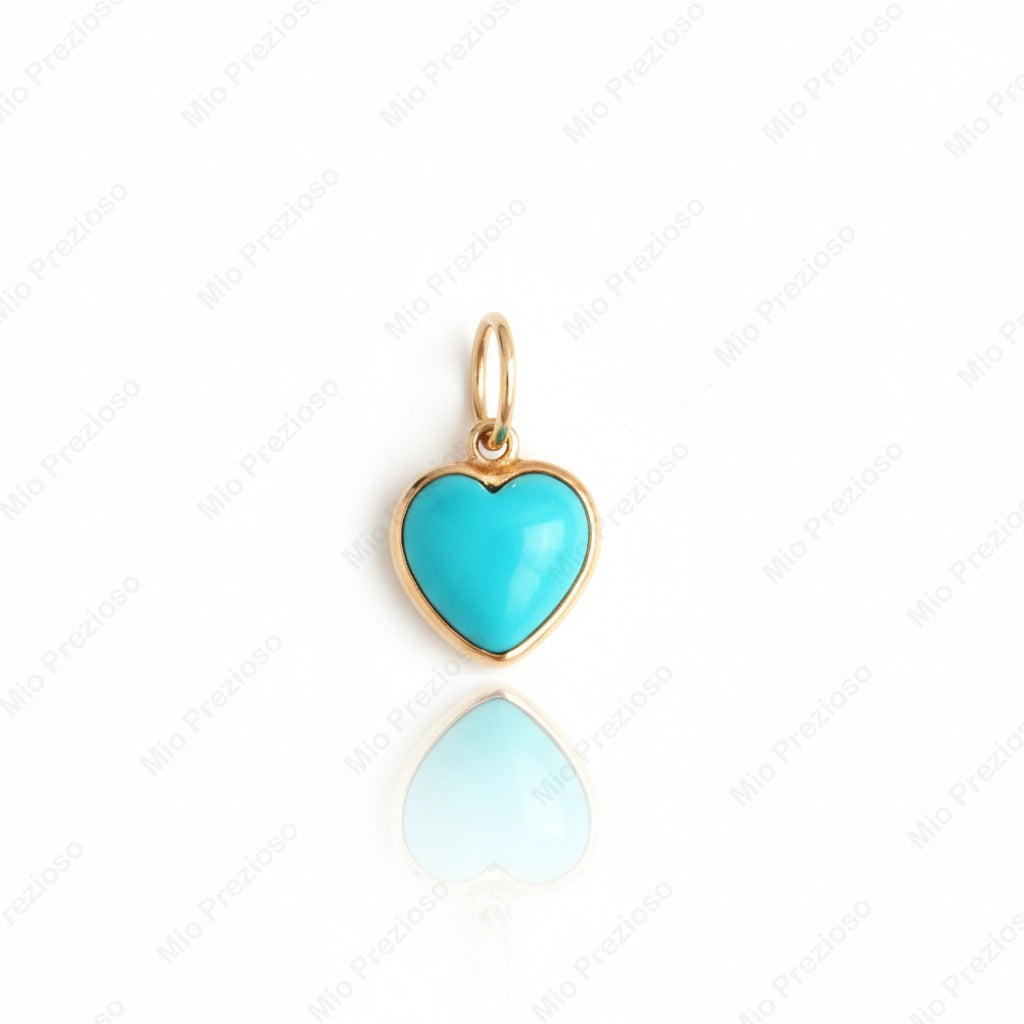 925 Sterling Silver Natural Turquoise Pendant | Heart Shape Gemstone Pendant | Minimalist Jewerly.