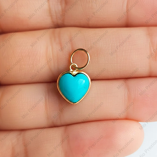 925 Sterling Silver Natural Turquoise Pendant | Heart Shape Gemstone Pendant | Minimalist Jewerly.