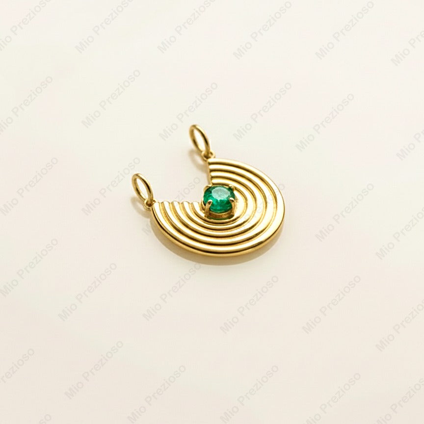 Natural Round Emerald Pendant Necklace | Dainty Gemstone Silver Necklace | Handmade Jewelry | Gift for Her.